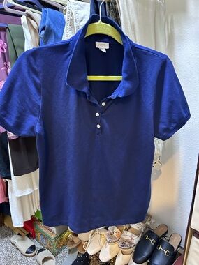 J. Crew ladies Short Sleeve Polo Shirt in dark royal blue